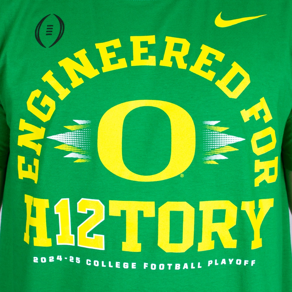 Classic Oregon O, Nike, Green, Crew Neck, Cotton, Men, Unisex, Football, Postseason, Round 1, Engineered for H12tory, T-Shirt, 913863